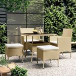VIDAXL Ensemble a manger de jardin 5 pcs Resine tressee Beige