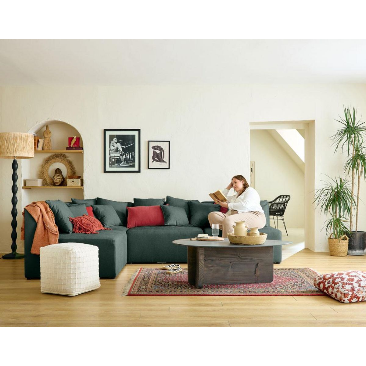 LISA DESIGN Amalfi - canapé modulable d'angle réversible - 4 places - en tissu