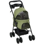 PAWHUT Poussette buggy pliable chien chat panier rangement porte-gobelets tissu 300D Oxford imperméable 4 roues vert
