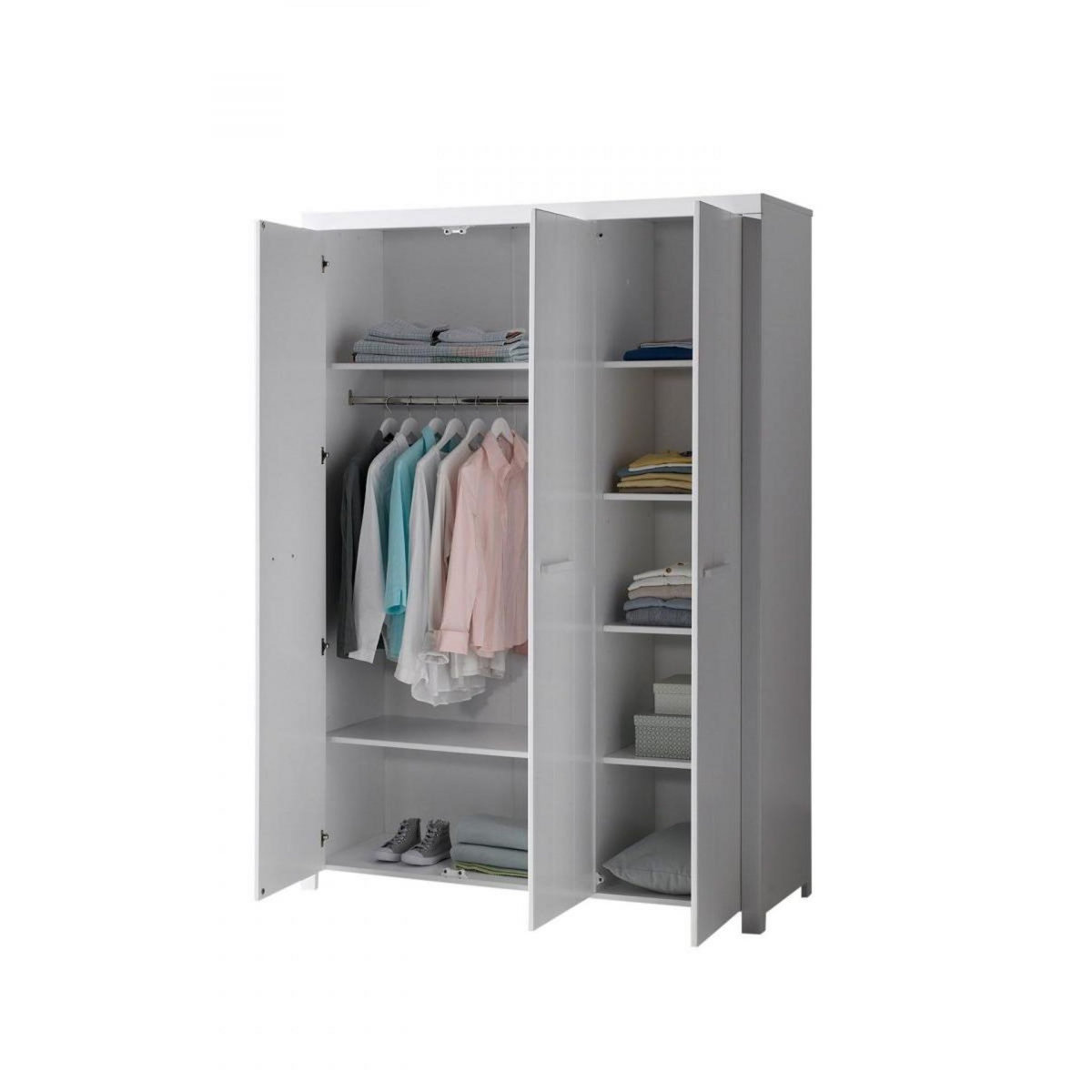 Vipack Ensemble de mobilier Vipack ERIK : Lit simple, Bureau, Chevet et Armoire 3 portes avec Lit gigogne