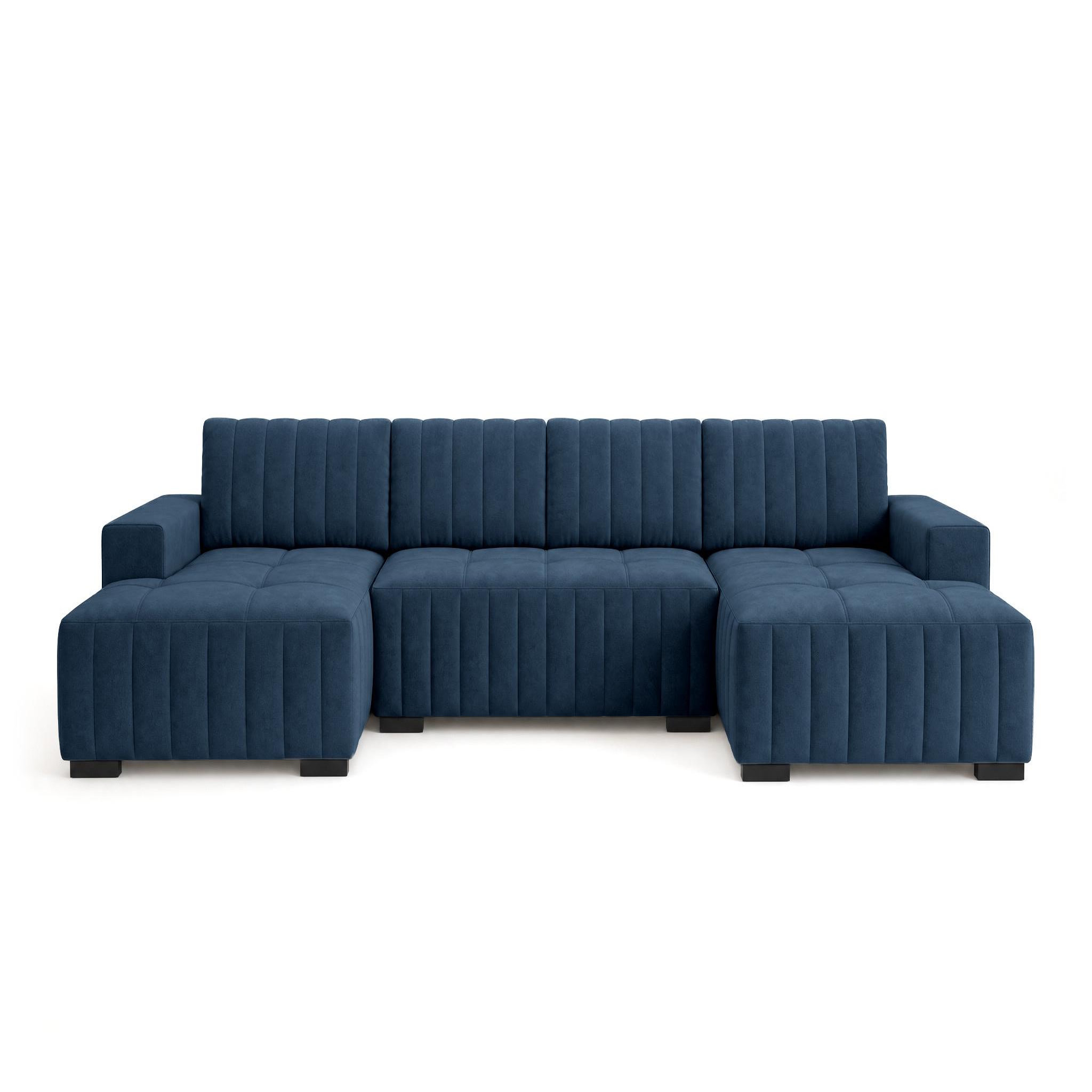 Voir la diapositive 1 : BEST MOBILIER Lazare - canapé panoramique en u 7 places convertible avec coffre en velours