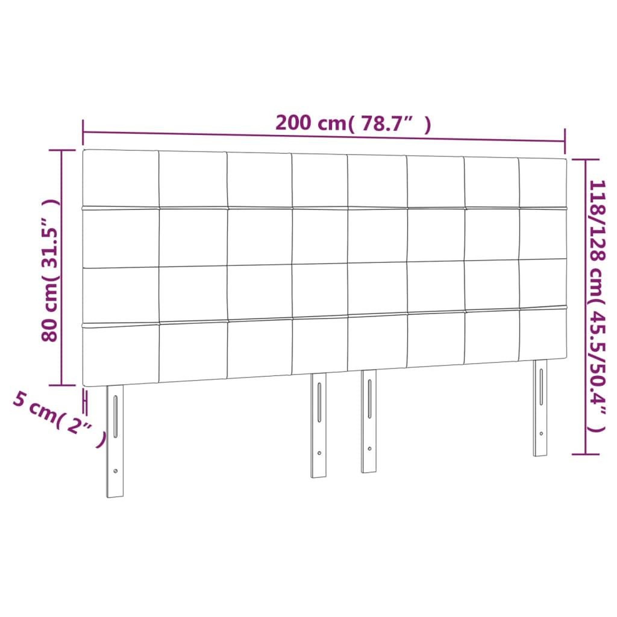 Voir la diapositive 6 : VIDAXL Tete de lit a LED Marron fonce 200x5x118/128 cm Tissu