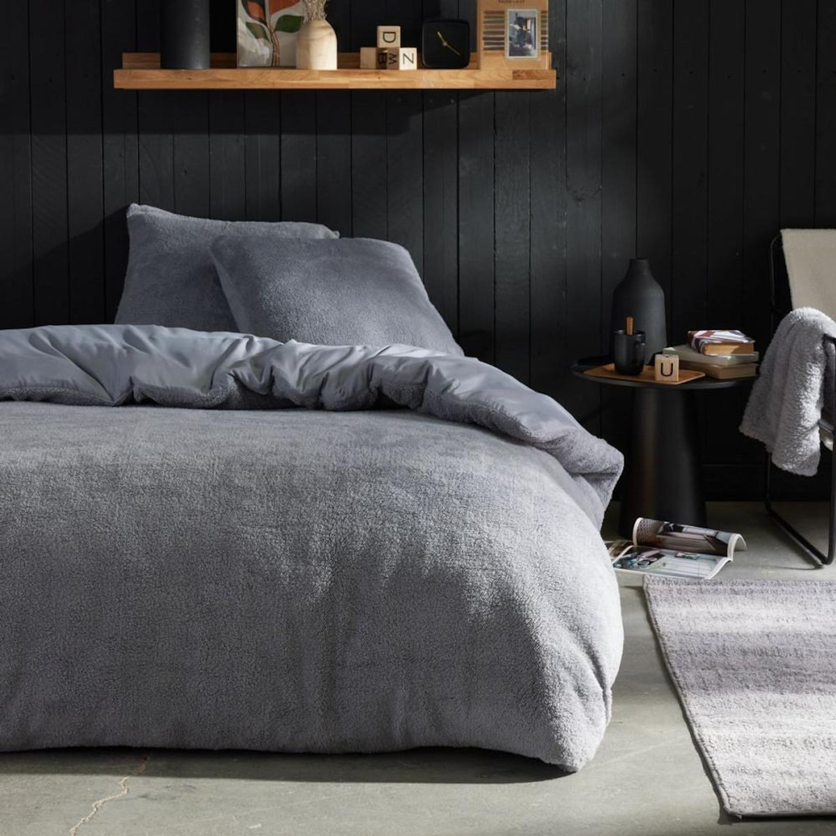 Today Parure de lit - TODAY - Teddy - 2 personnes - 220 x 240 cm - Gris uni