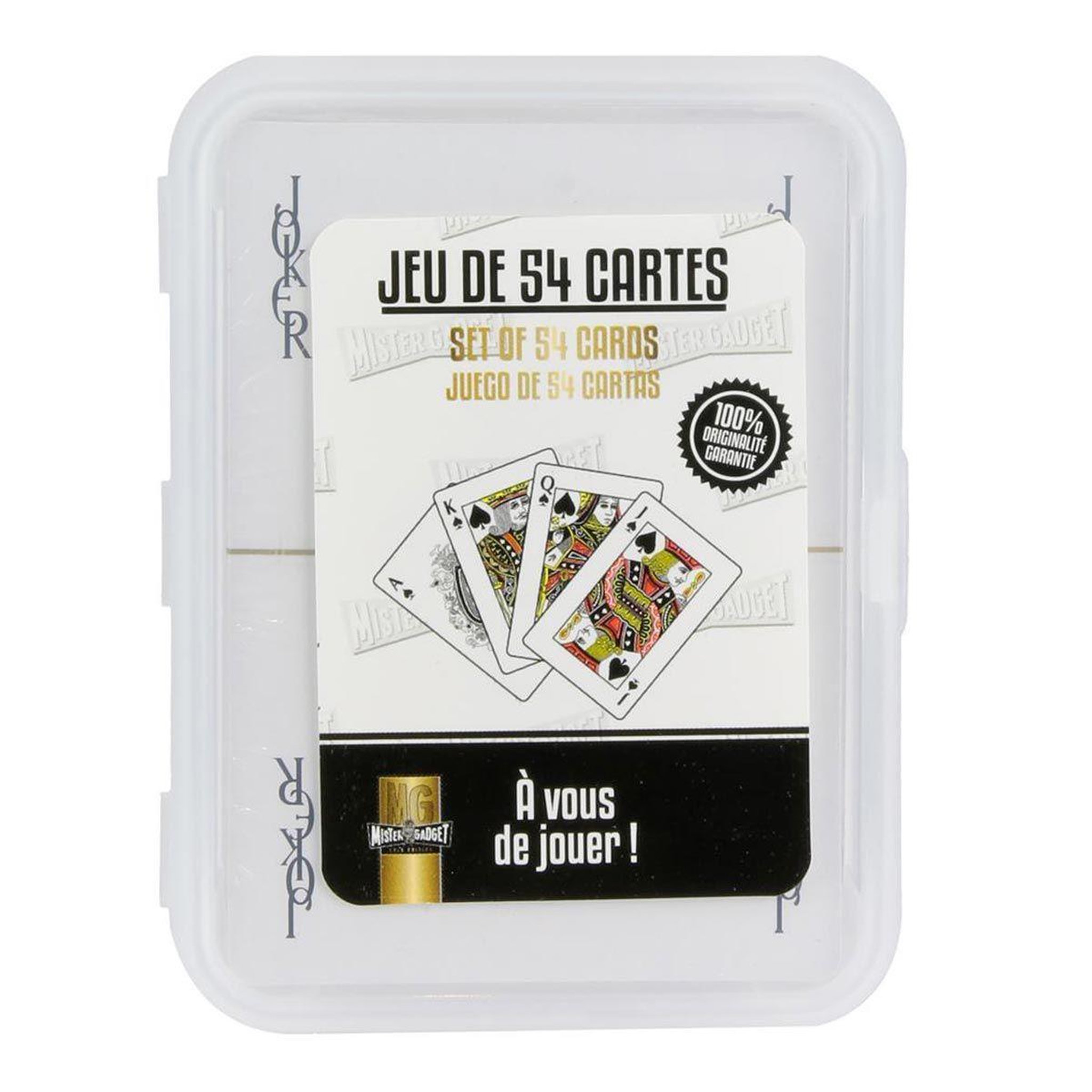 MISTER GADGET Jeu de 54 Cartes  A Jouer  8cm Blanc