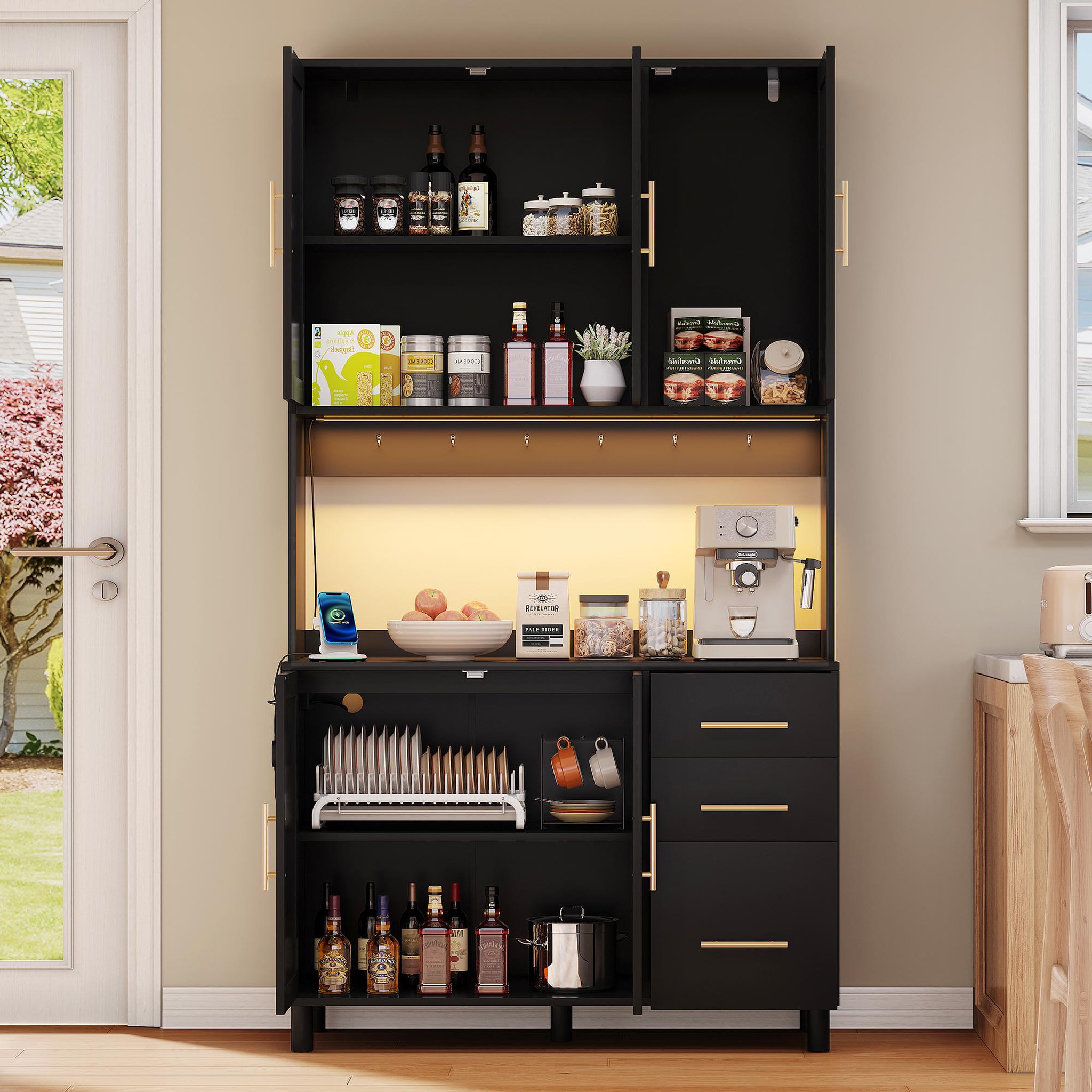 Voir la diapositive 2 : MERAX Buffet de cuisine 5 portes 3 tiroirs