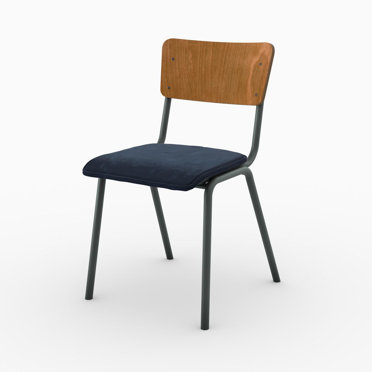 Rendez vous déco Lot de 2 chaises en bois foncé et velours vert - Nico