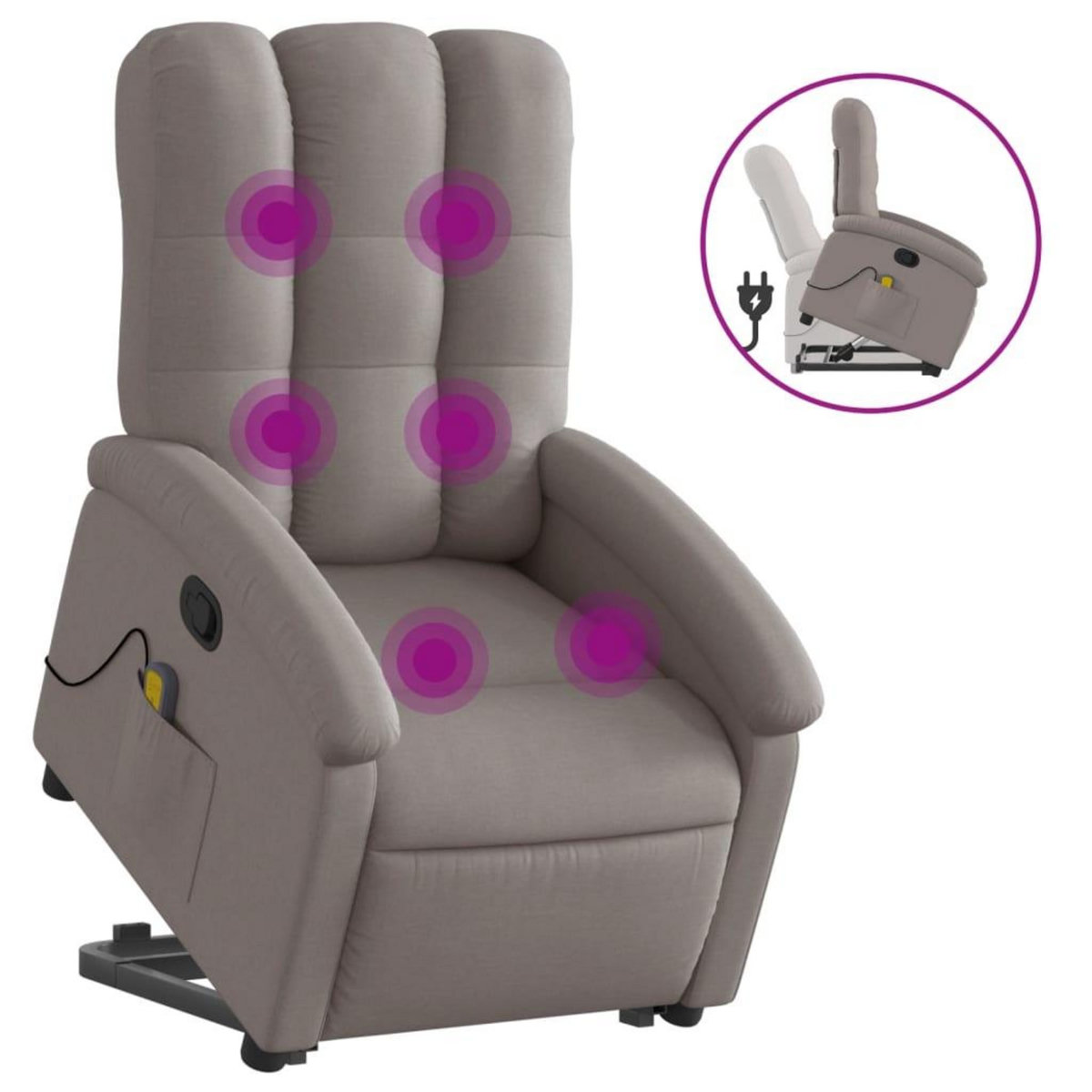 VIDAXL Fauteuil inclinable de massage Taupe Tissu