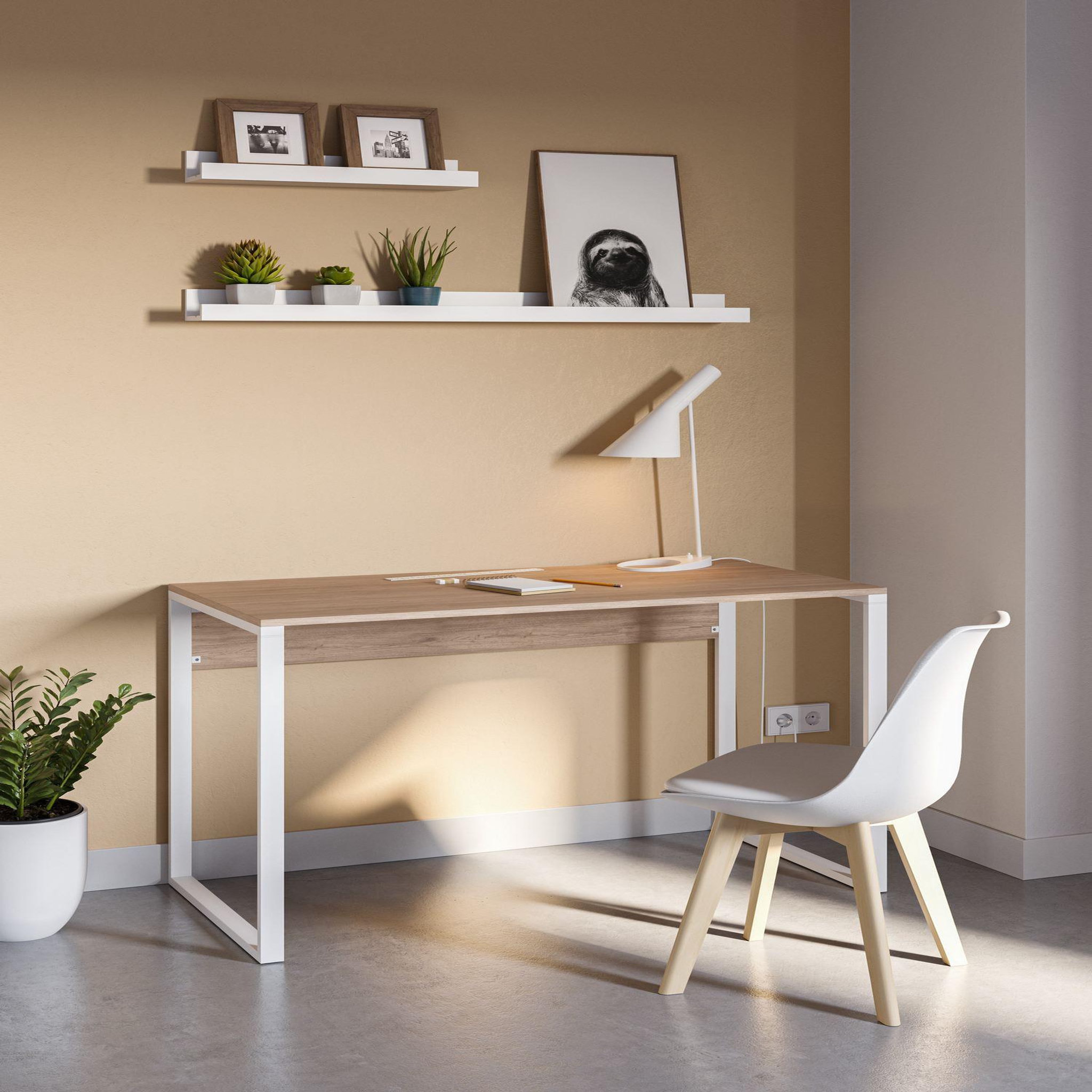 Voir la diapositive 2 : Habitat et Jardin Bureau en bois  inna  100 x 60 x 75 cm - chêne saphir