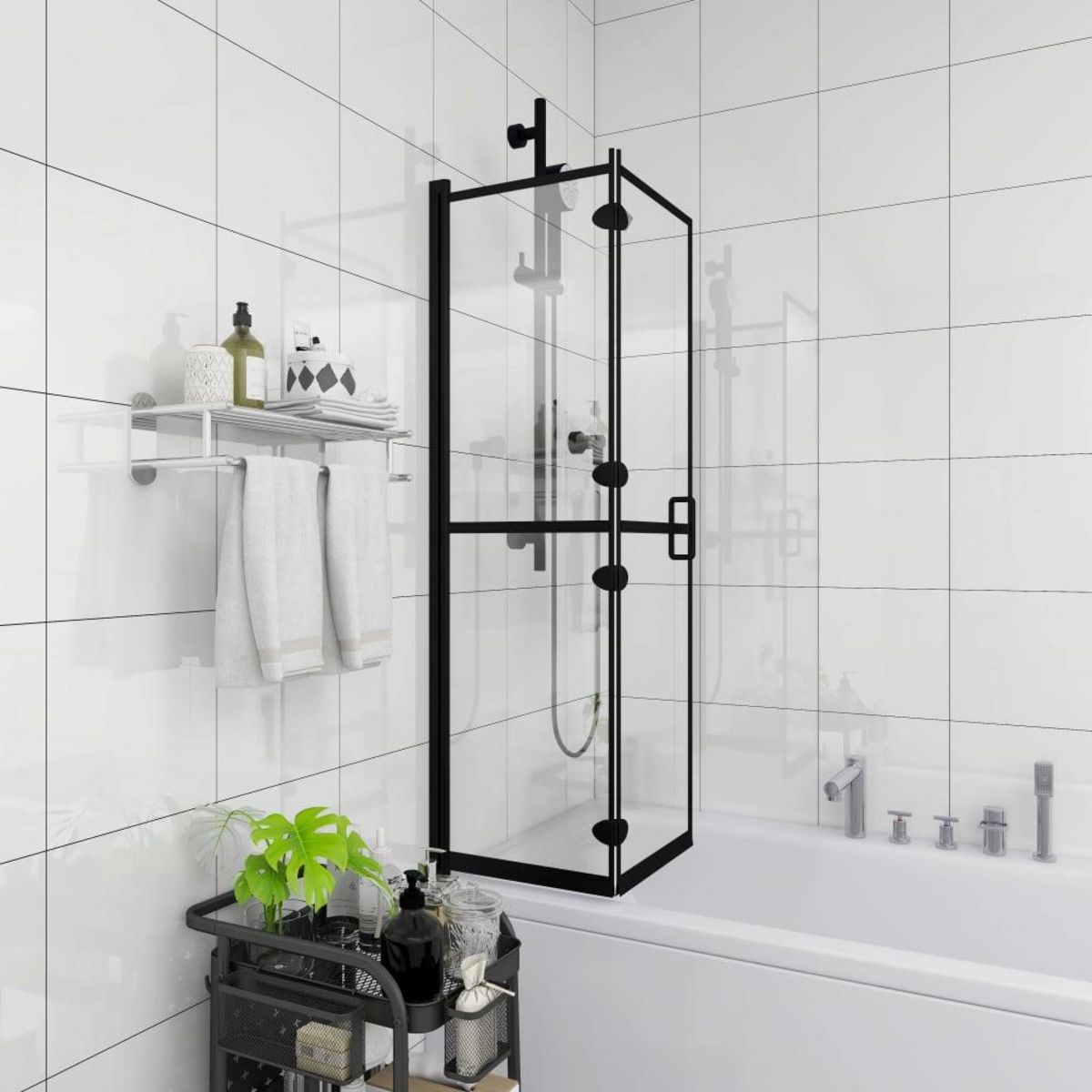 VIDAXL Cabine de douche pliable ESG 120x140 cm Noir