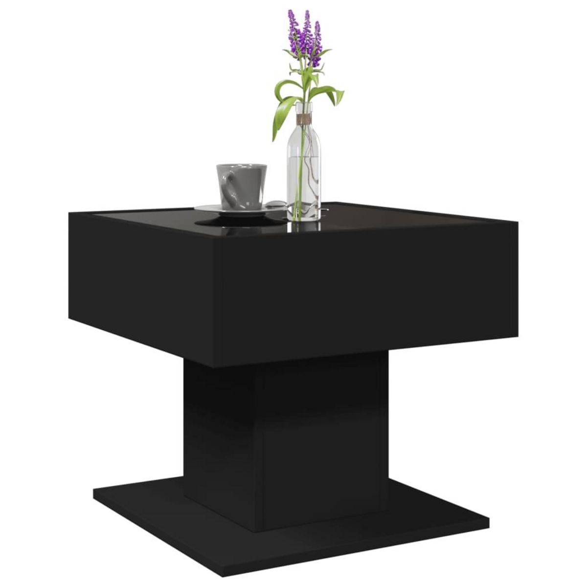 VIDAXL Table basse avec LED noir 50x50x45 cm bois d'ingenierie