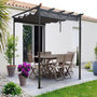 Voir la diapositive 2 : Habitat et Jardin Pergola en aluminium avec toit rétractable - 3 x 3 m - Gris