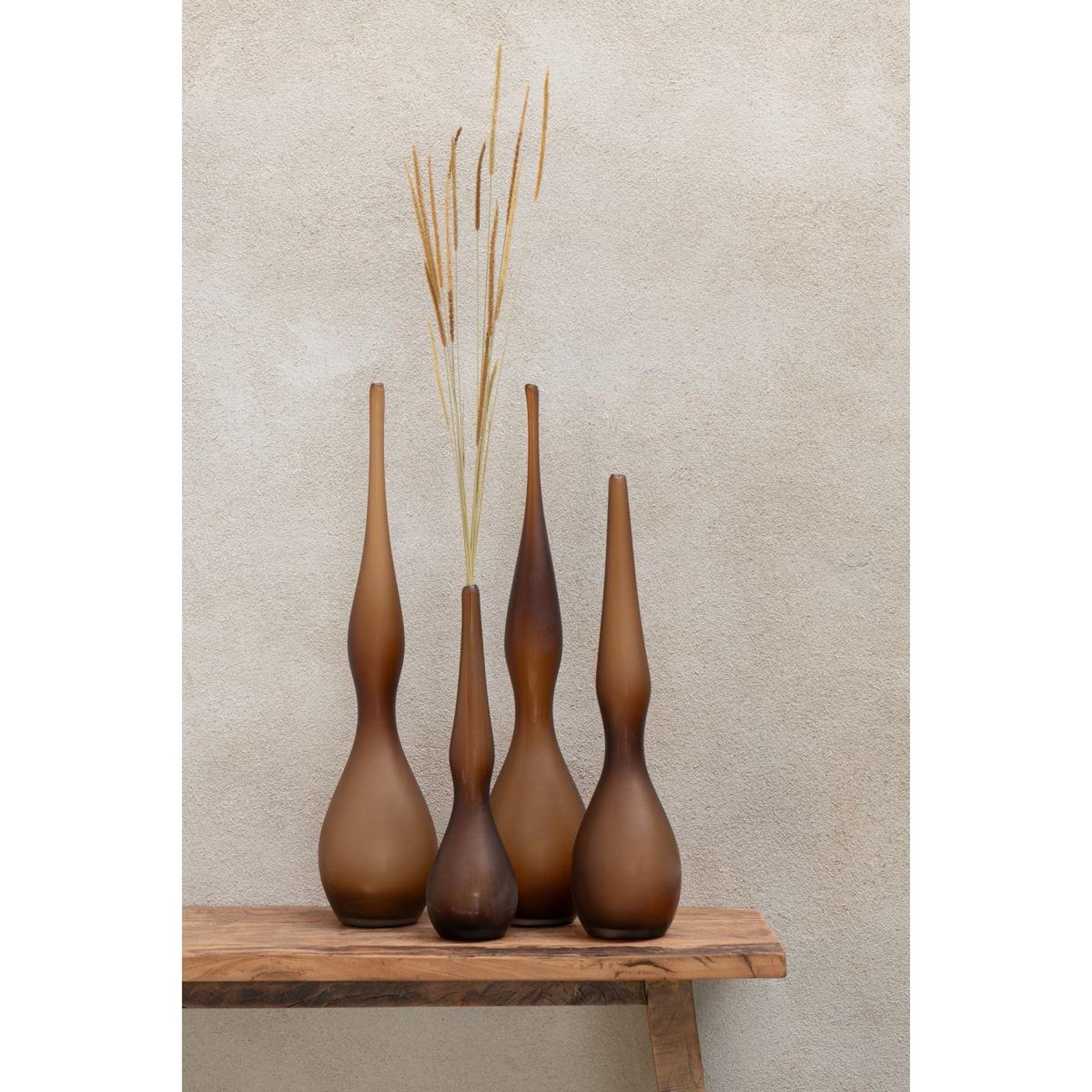 Voir la diapositive 4 : J-LINE Lot de 3 vases en verre  yoko  64cm marron