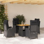 Voir la diapositive 1 : VIDAXL Ensemble a manger de jardin coussins 5pcs Noir Resine tressee