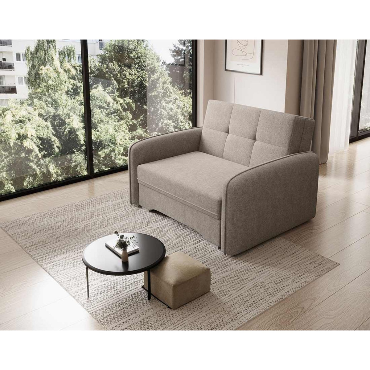 BEST MOBILIER Michelle - fauteuil convertible avec coffre en velours