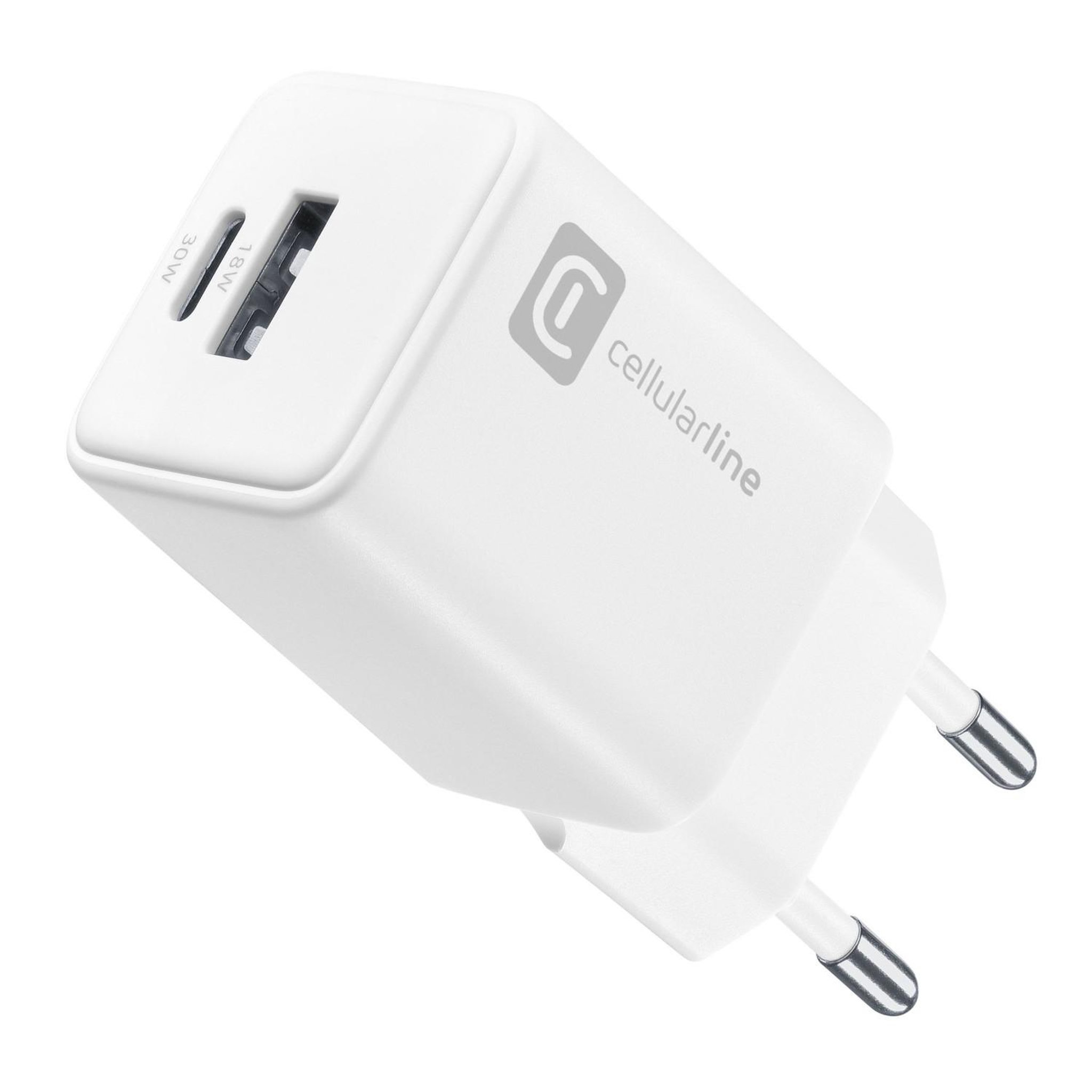 CELLULAR LINE Cellularline multipower dual port 30w - smartphone, tablet e laptop chargeur mural 30w avec 2 ports usb + usb-c