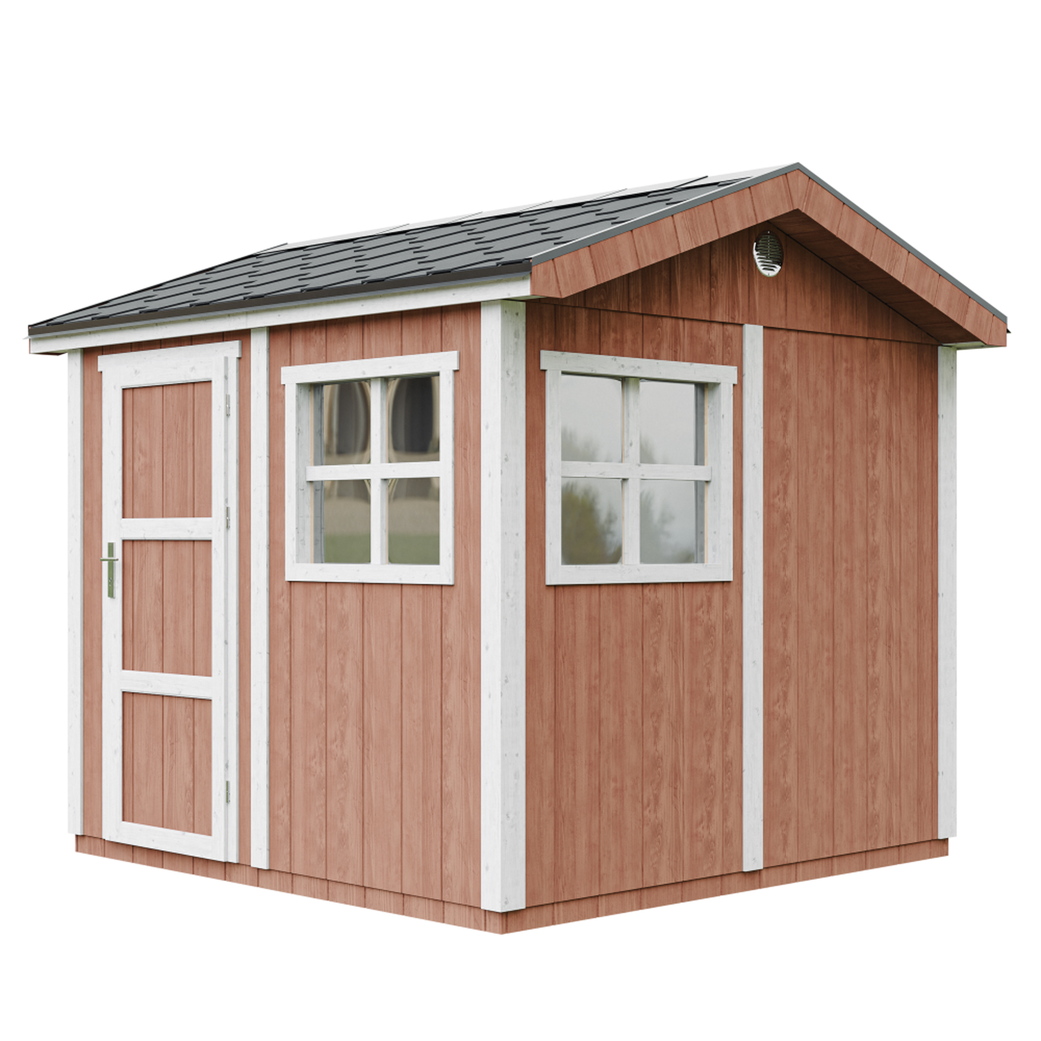 Voir la diapositive 1 : TIMBELA Abri de Jardin Qualité Premium 5,9m² H252x250x294 cm - Avec un sol et des bardeaux bitumineux M913
