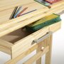 IDIMEX Bureau enfant écolier junior OLIVIA table à dessin réglable en hauteur et pupitre inclinable avec 2 tiroirs en pin massif naturel