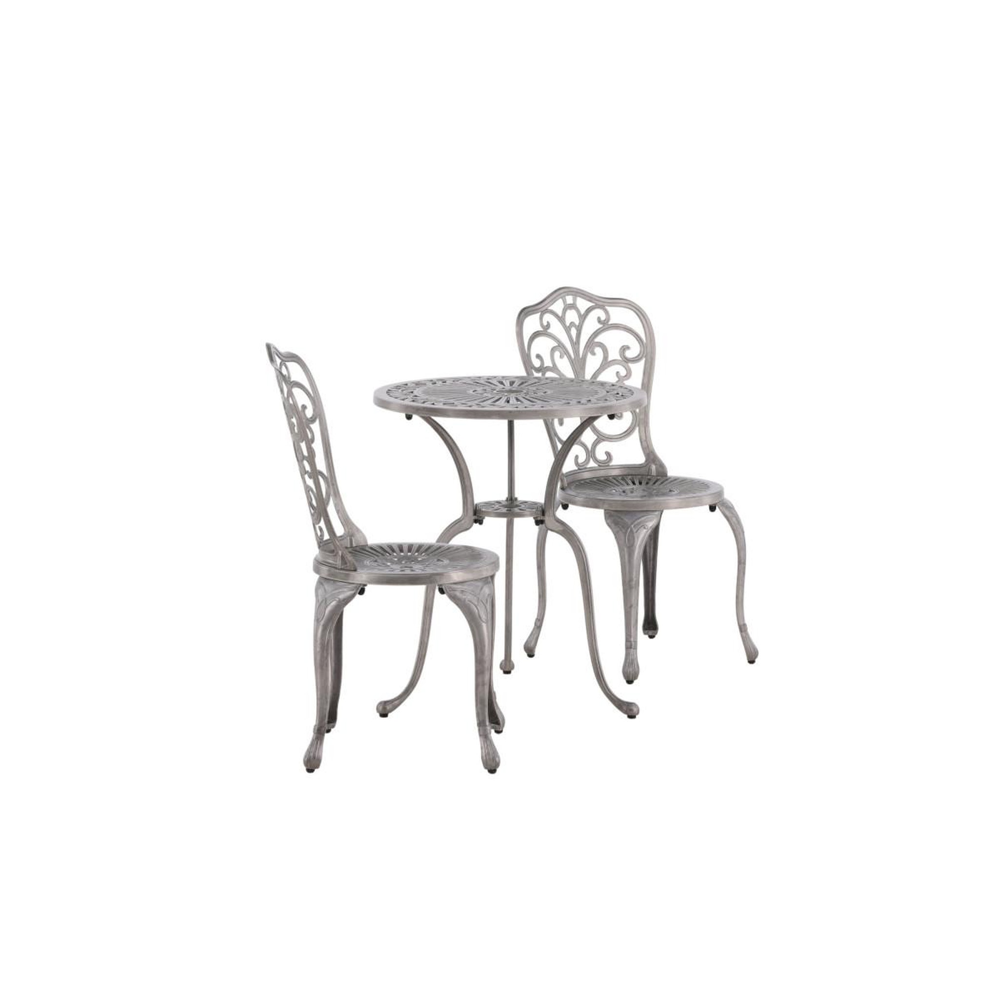 Voir la diapositive 3 : Paris Prix Ensemble table de jardin & 2 chaises  nandin  73cm argent