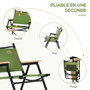 Voir la diapositive 5 : OUTSUNNY Lot de 2 chaises de plage camping pliantes - structure en aluminium avec sac de transport - dim. 55L x 55l x 66H cm vert