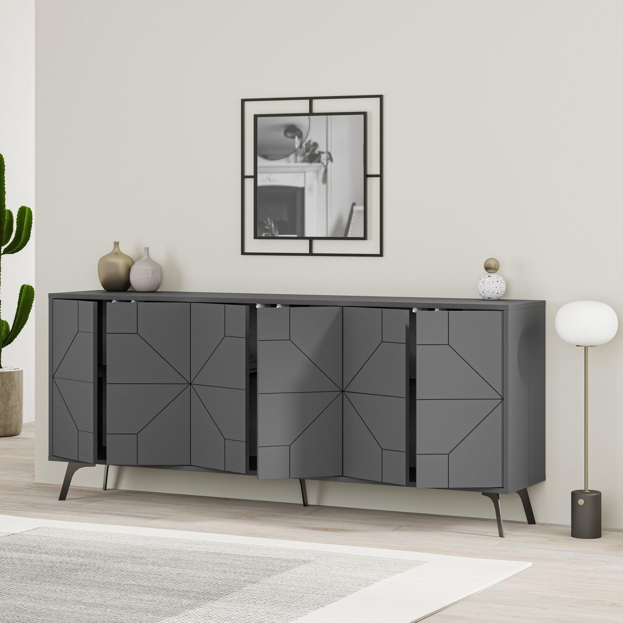 Voir la diapositive 3 : Habitat et Jardin Buffet en bois  dune  - 183 x 35 x 77 cm - anthracite