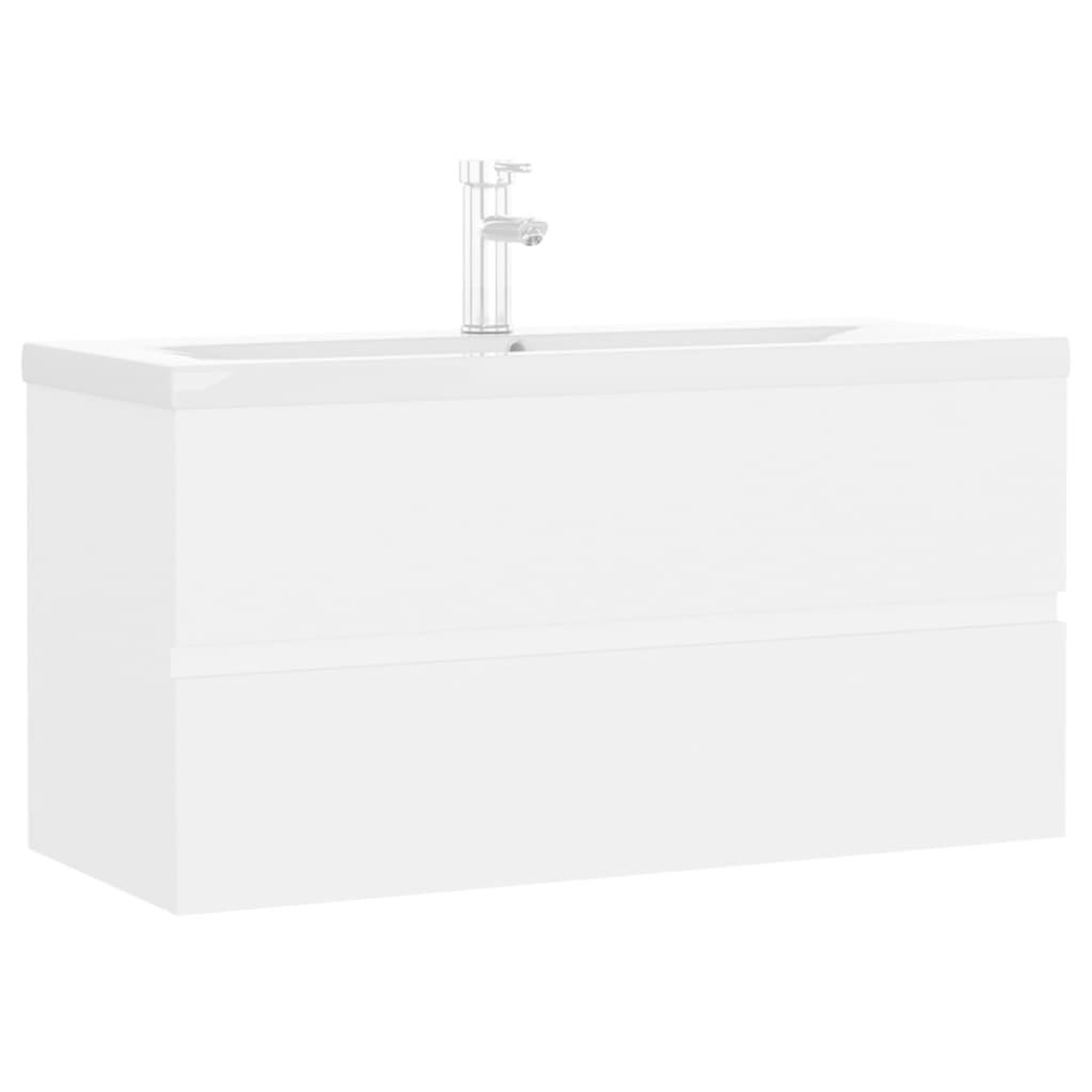 Voir la diapositive 2 : VIDAXL Armoire d'evier avec lavabo integre blanc bois d'ingenierie