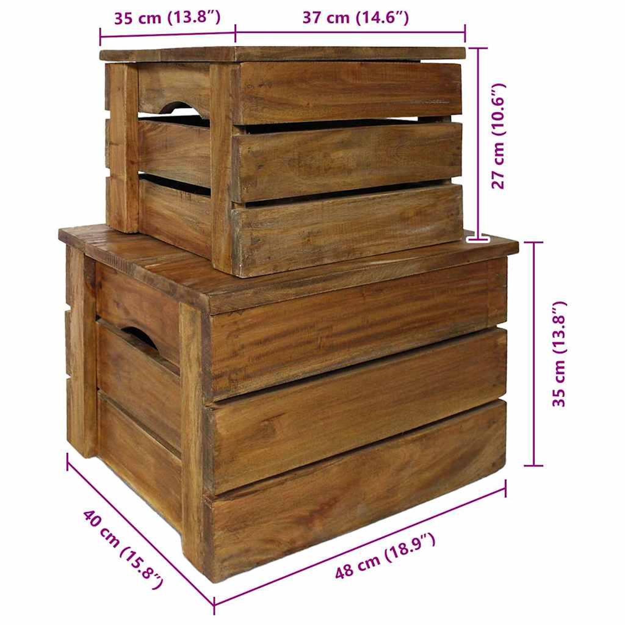 Voir la diapositive 3 : VIDAXL Ensemble de caisse de rangement 2 pcs bois d'acajou massif