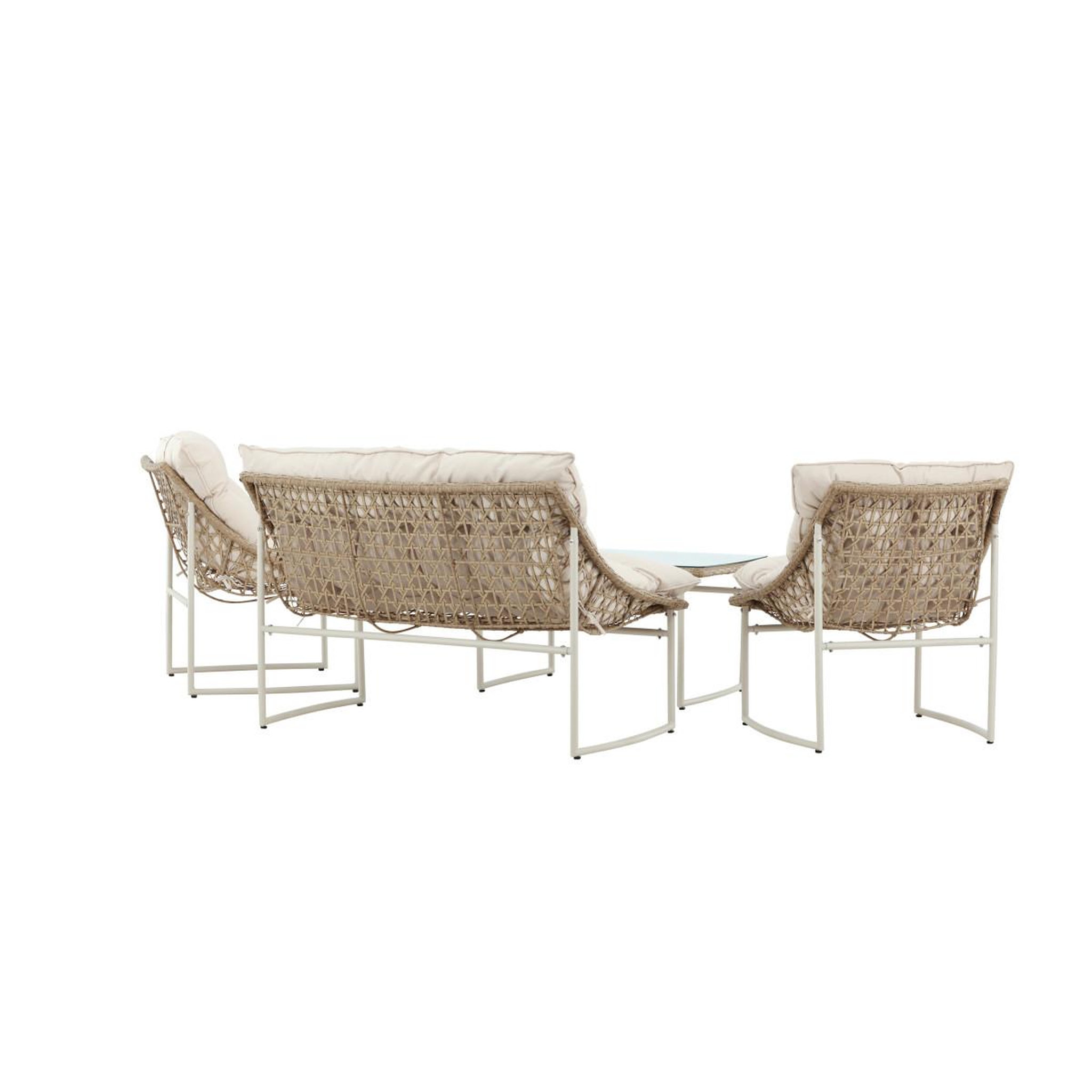 Voir la diapositive 5 : Paris Prix Salon de jardin en rotin 4 places  tina  118cm beige