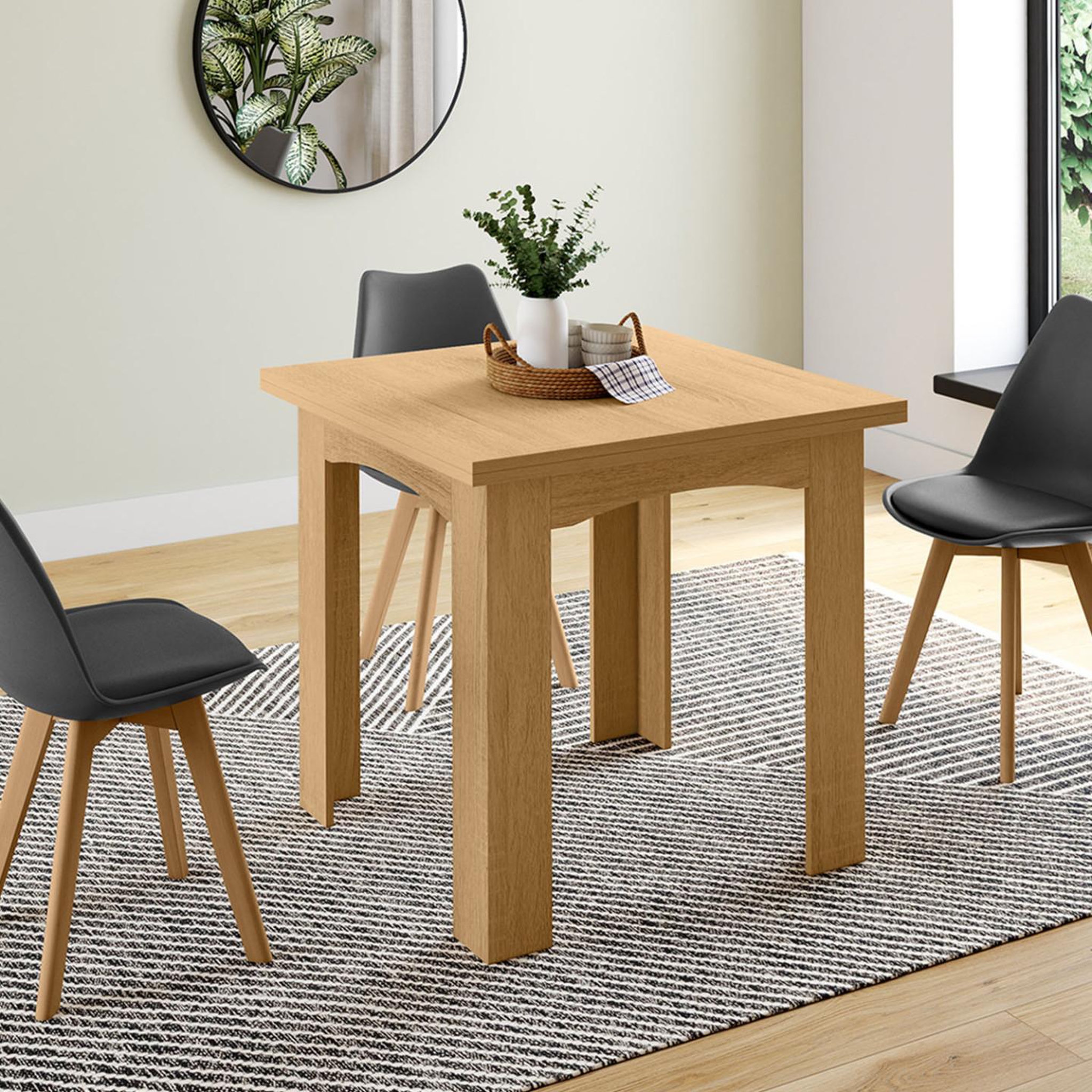 Voir la diapositive 4 : ID MARKET Table à manger extensible rectangle dona 4-8 personnes hêtre 80-160 cm