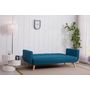 Voir la diapositive 4 : CONCEPT USINE Canapé scandinave convertible 3 places en tissu bleu canard BERLIN