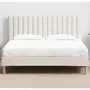 HOMIFAB Ensemble lit adulte 140x190 cm en velours beige avec tête de lit matelassée Eliot + Matelas Latex naturel Latex Luxury