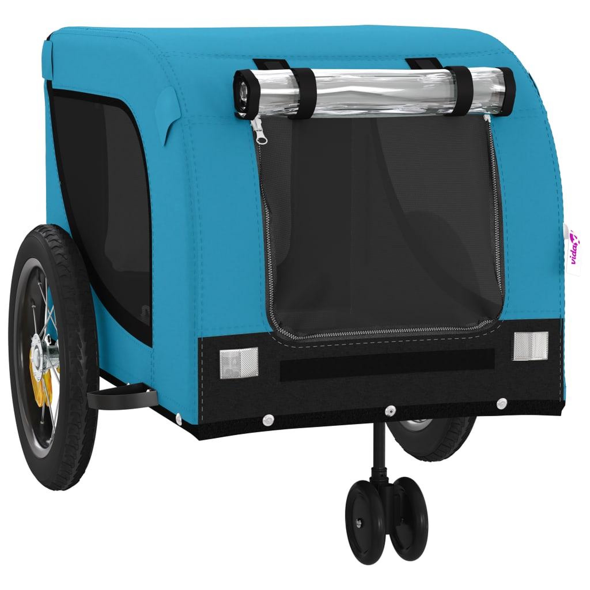 Voir la diapositive 4 : VIDAXL Remorque de velo pour animaux de compagnie bleu et noir