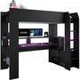Voir la diapositive 1 : PARISOT Lit mezzanine combiné enfant LED Gamer ONLINE - 90 x 200 cm - Noir mat - Sommier inclus - PARISOT