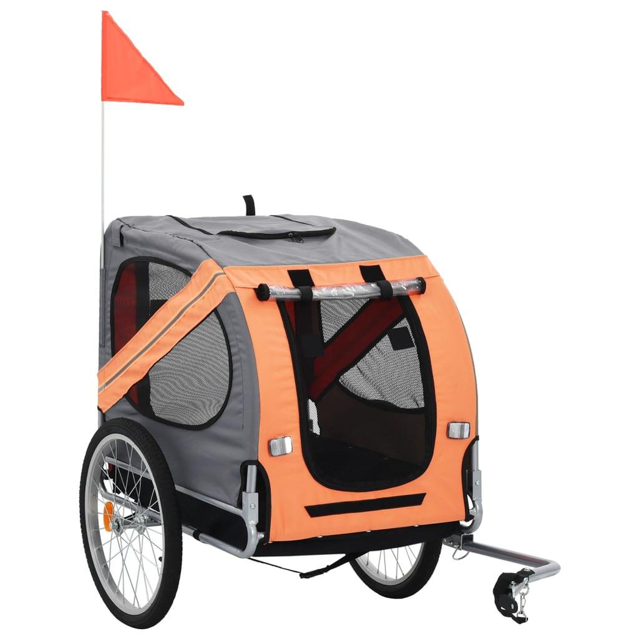 Voir la diapositive 1 : VIDAXL Remorque de velo pour animaux de compagnie orange et gris