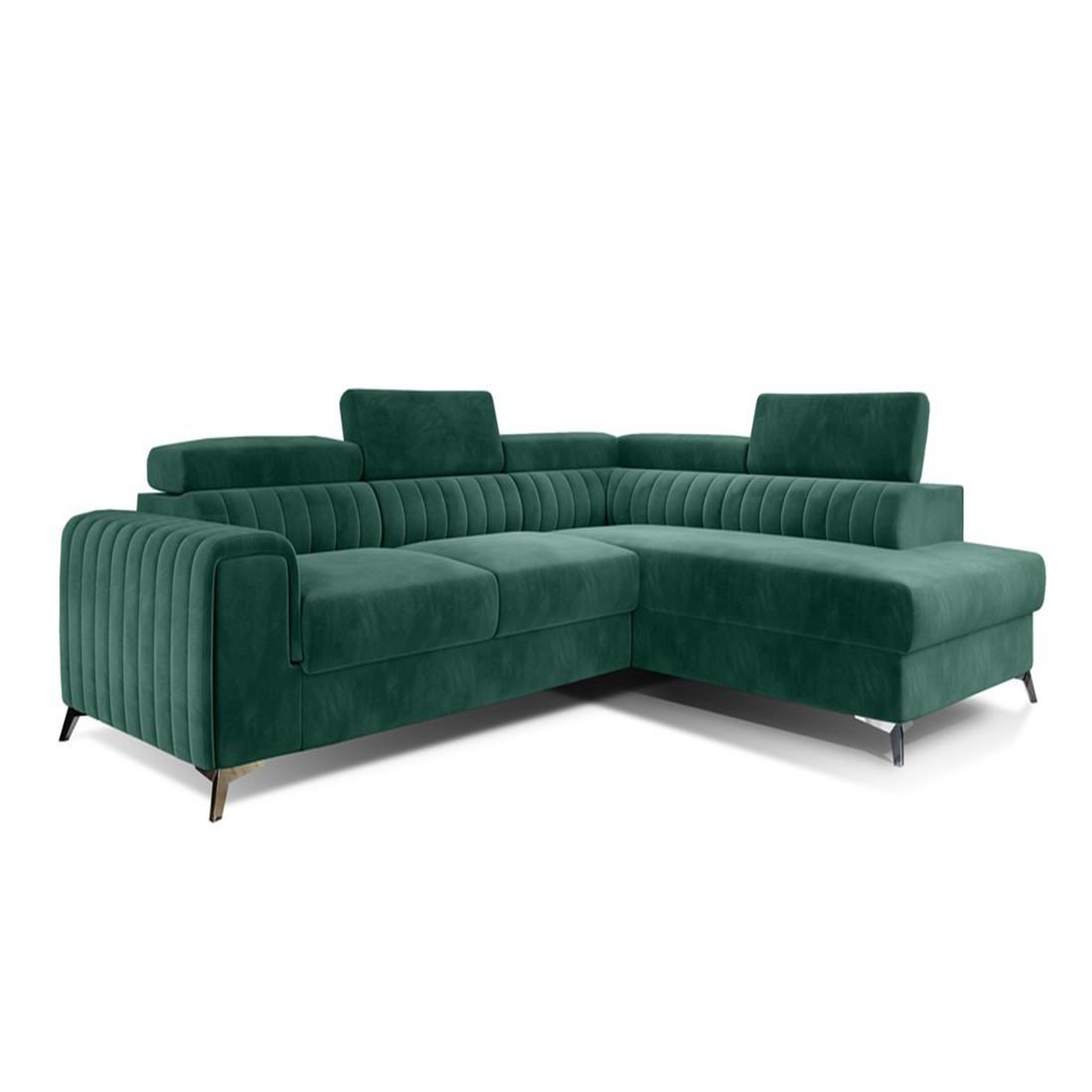 Voir la diapositive 4 : BEST MOBILIER Talisay - canapé d'angle droit - 5 places - convertible avec coffre - en velours