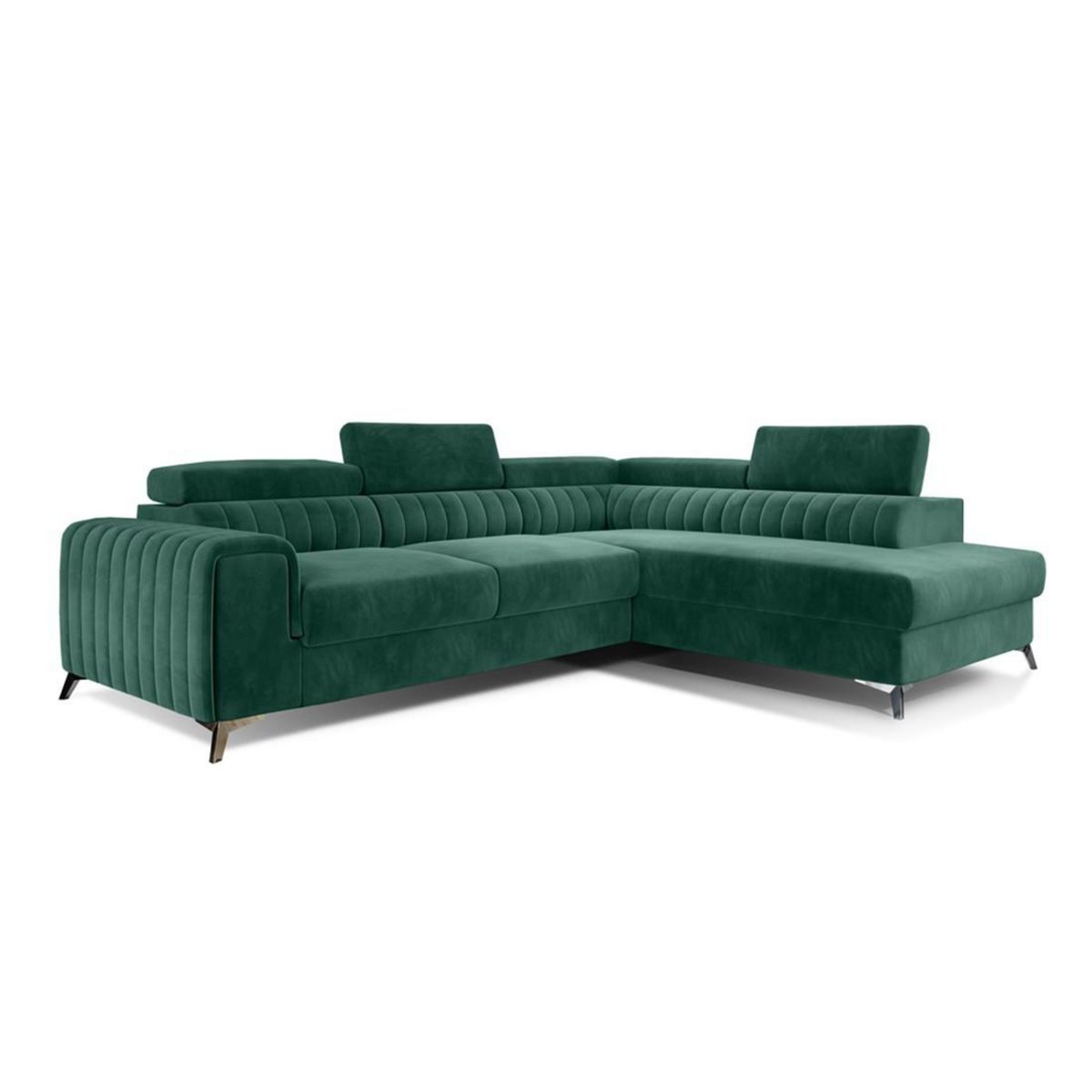 BEST MOBILIER Talisay - canapé d'angle droit - 5 places - convertible avec coffre - en velours