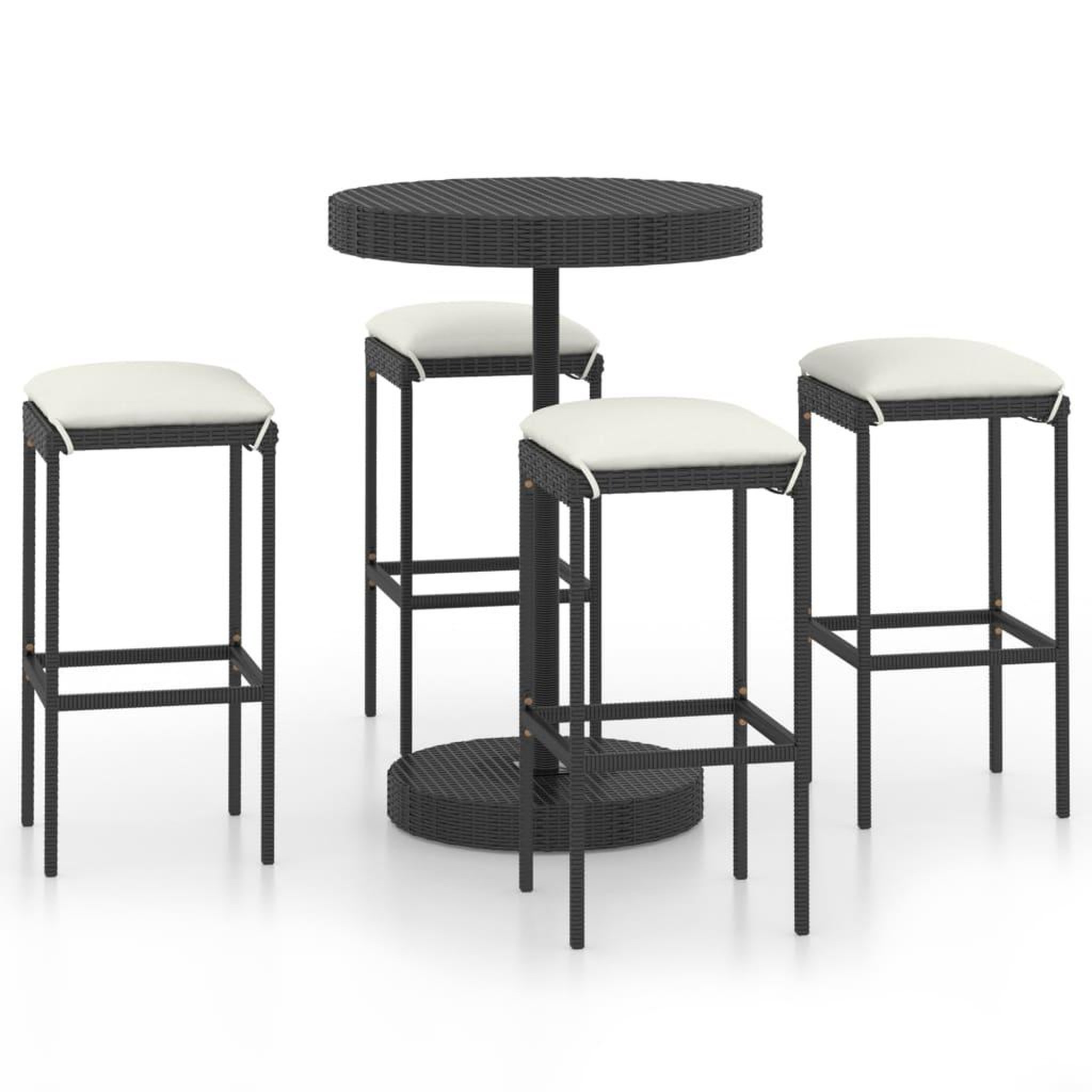 Voir la diapositive 2 : VIDAXL Ensemble de bar de jardin 5 pcs et coussins Resine tressee Noir