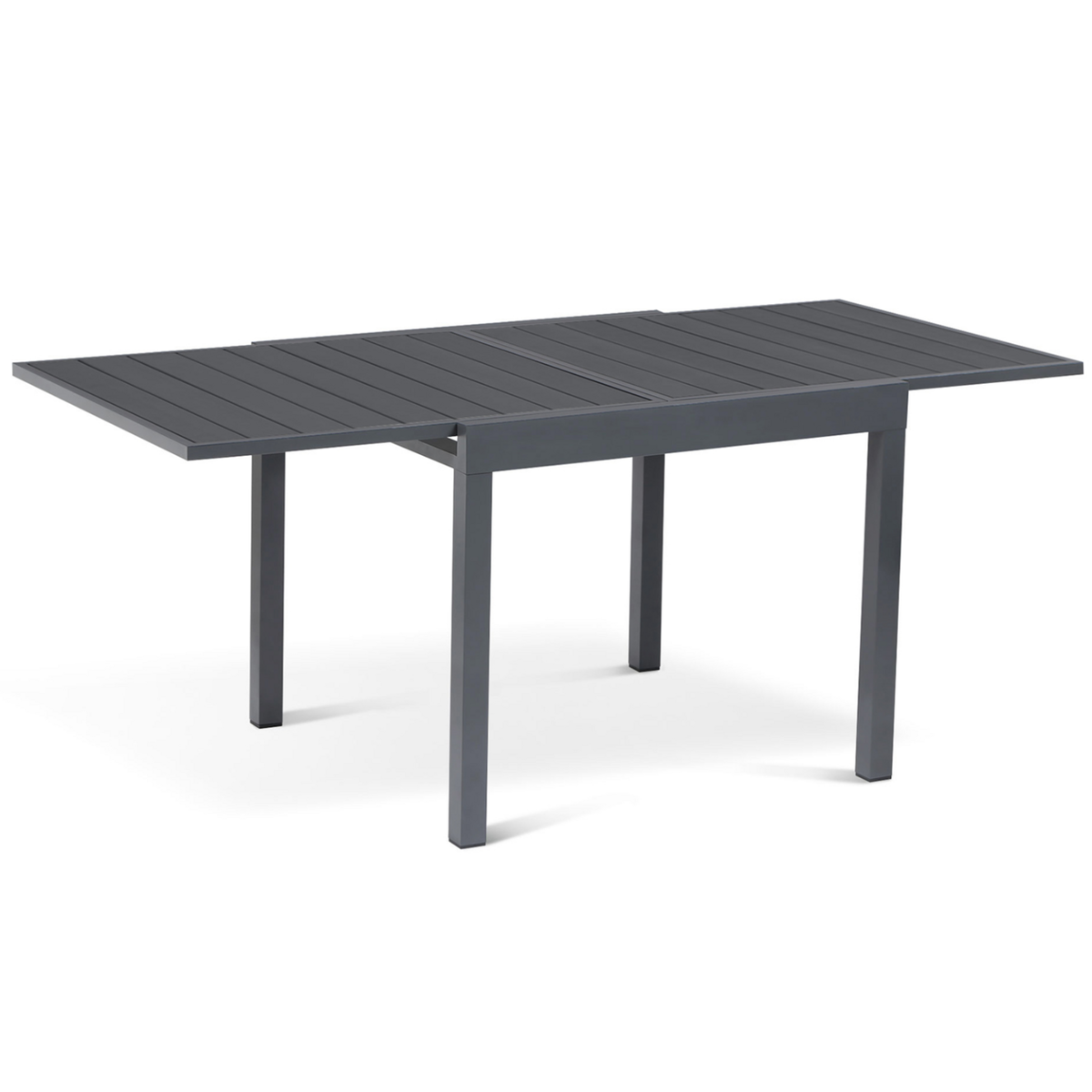 ID MARKET Salon de jardin POLY extensible table 90-180 CM et 8 chaises gris foncé