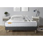 SEPTNUITS Pack matelas Memo + sommier gris + 2 oreillers mémoire de forme. Coloris disponibles : Gris