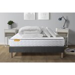 SEPTNUITS Pack matelas Memo + sommier gris + 2 oreillers mémoire de forme. Coloris disponibles : Gris