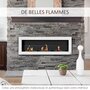 Voir la diapositive 6 : HOMCOM Cheminée bioéthanol murale design Bauhaus - triple brûleur 1 L - pare-feu verre trempé, kit fixation inclus - acier inox. acier dépoli blanc