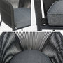 Voir la diapositive 5 : SWEEEK Lot de 4 fauteuils de jardin en corde noire et acier galvanisé. coussin gris
