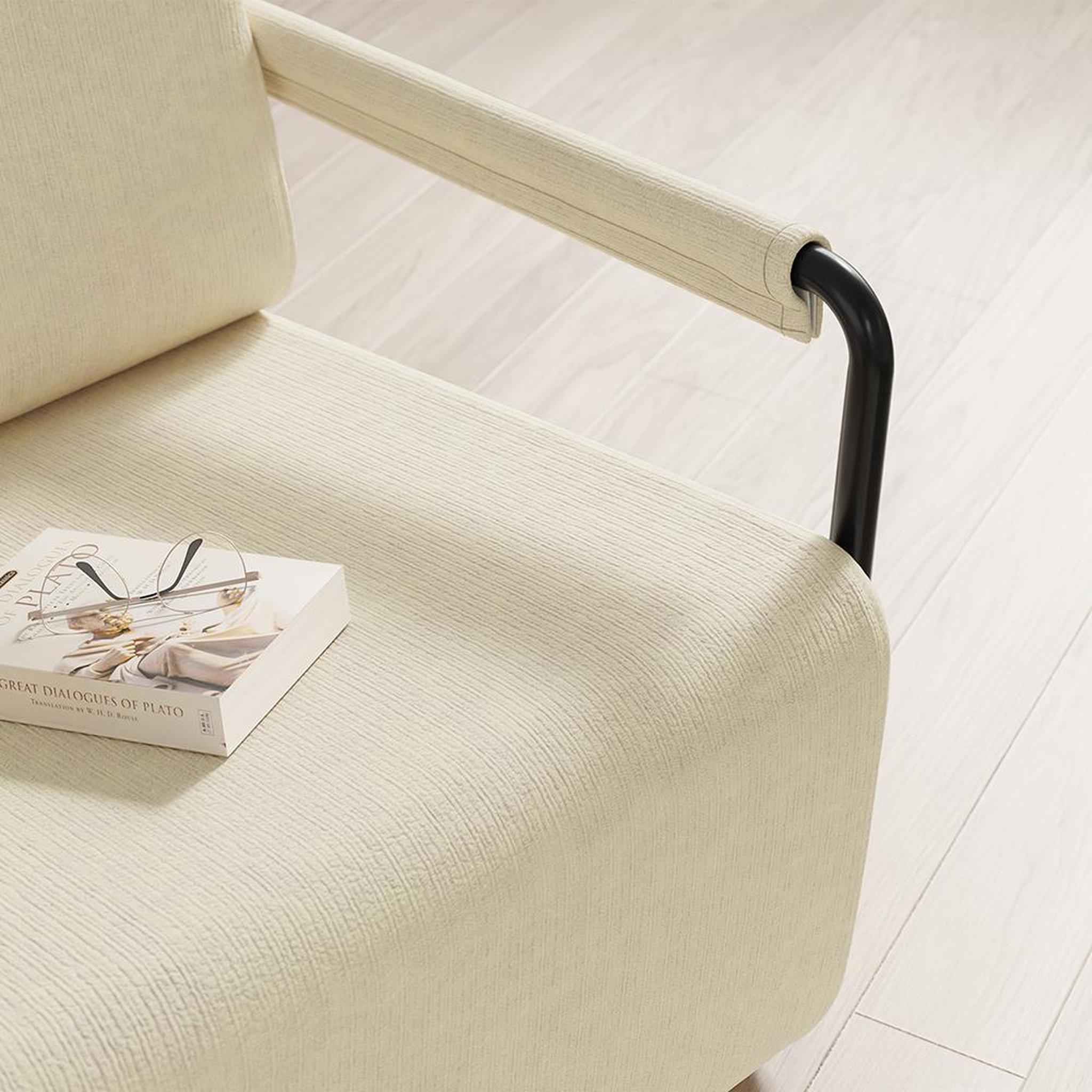 Voir la diapositive 4 : SOBUY Fauteuil relax avec repose-pieds beige 59,5x74x78cm fst99-mi