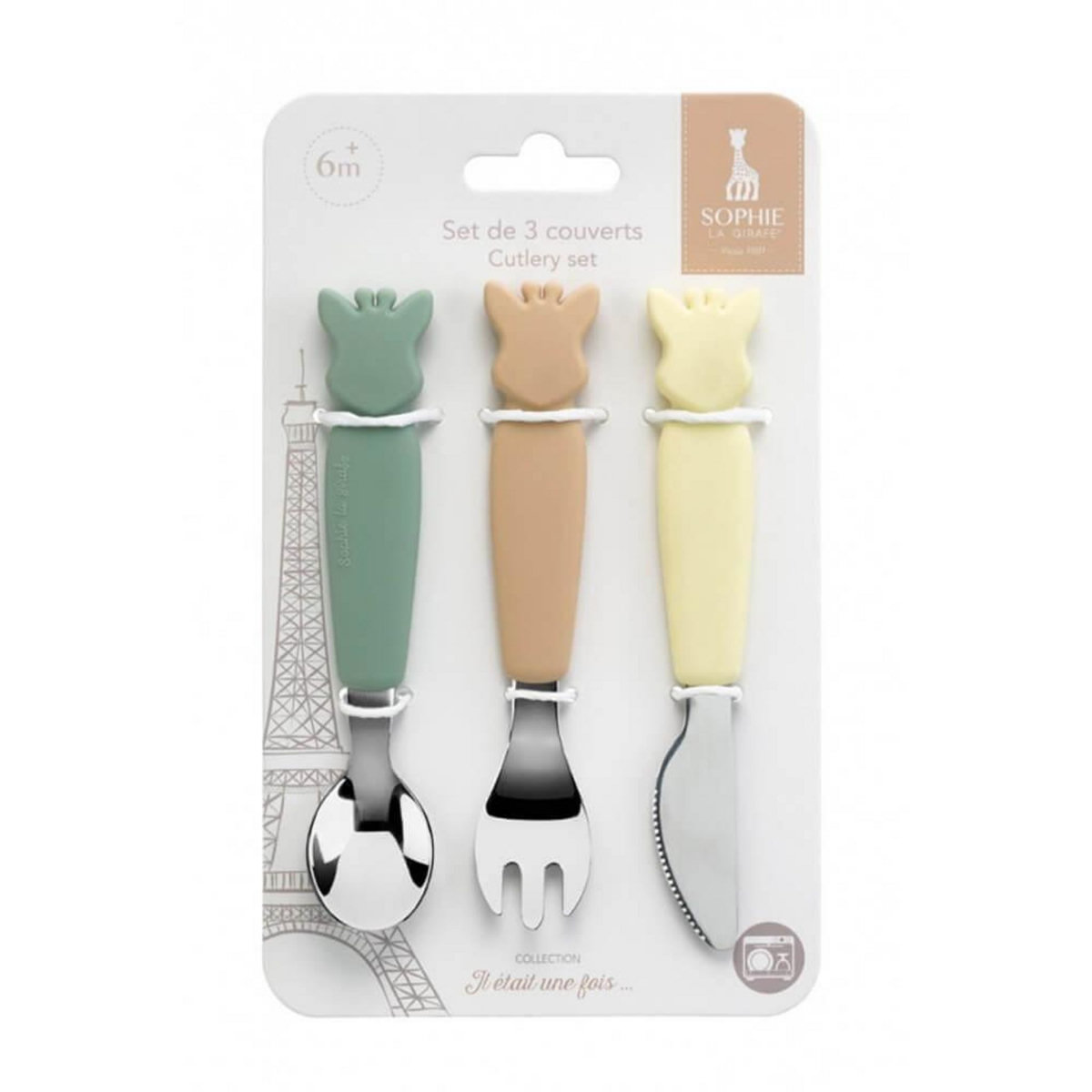 VULLI Set de 3 couverts en silicone Sophie la girafe