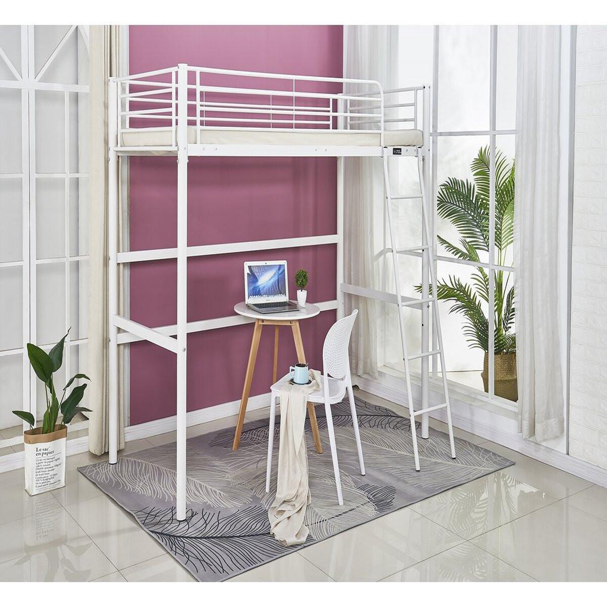 Voir la diapositive 2 : Habitat et Jardin Lit mezzanine  alora  - 90 x 190 cm - blanc