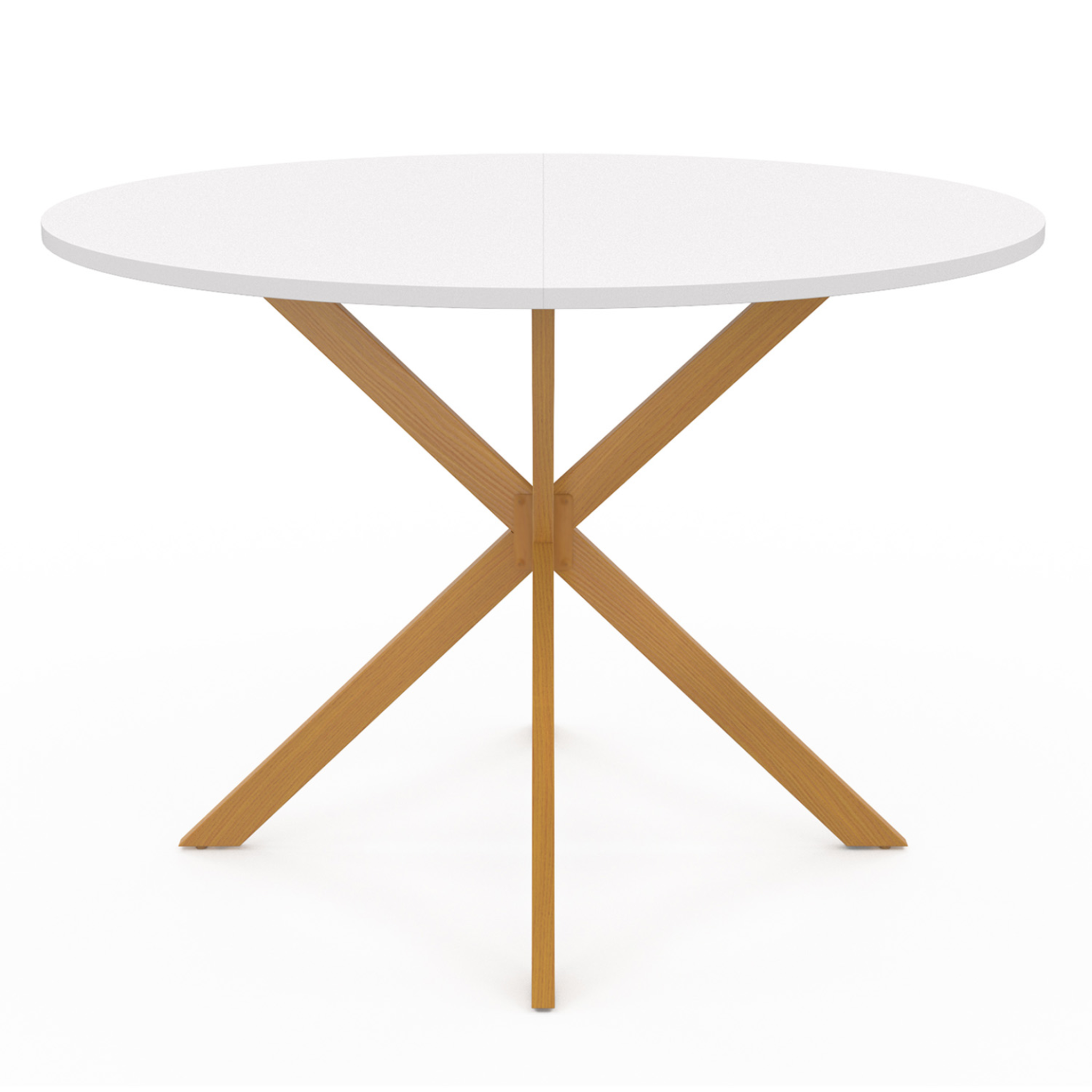 Voir la diapositive 3 : ID MARKET Table à manger ronde alix 6 personnes pied araignée bois plateau blanc gisele 110 cm