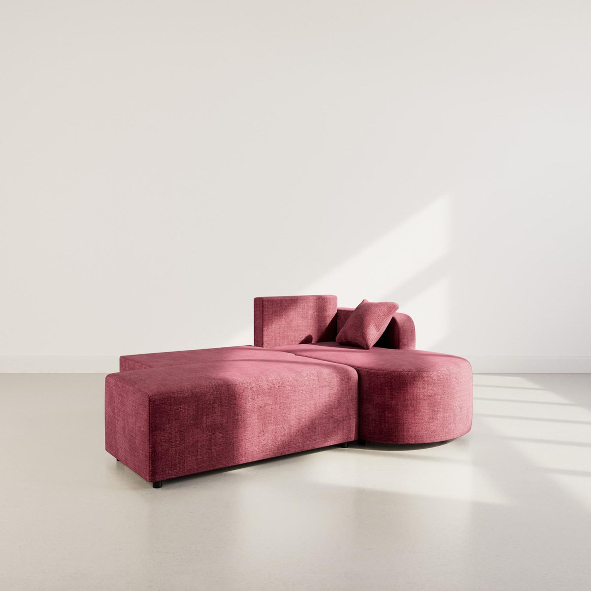 BEST MOBILIER Miro - canapé d'angle droit 4 places convertible avec coffre en velours texturé