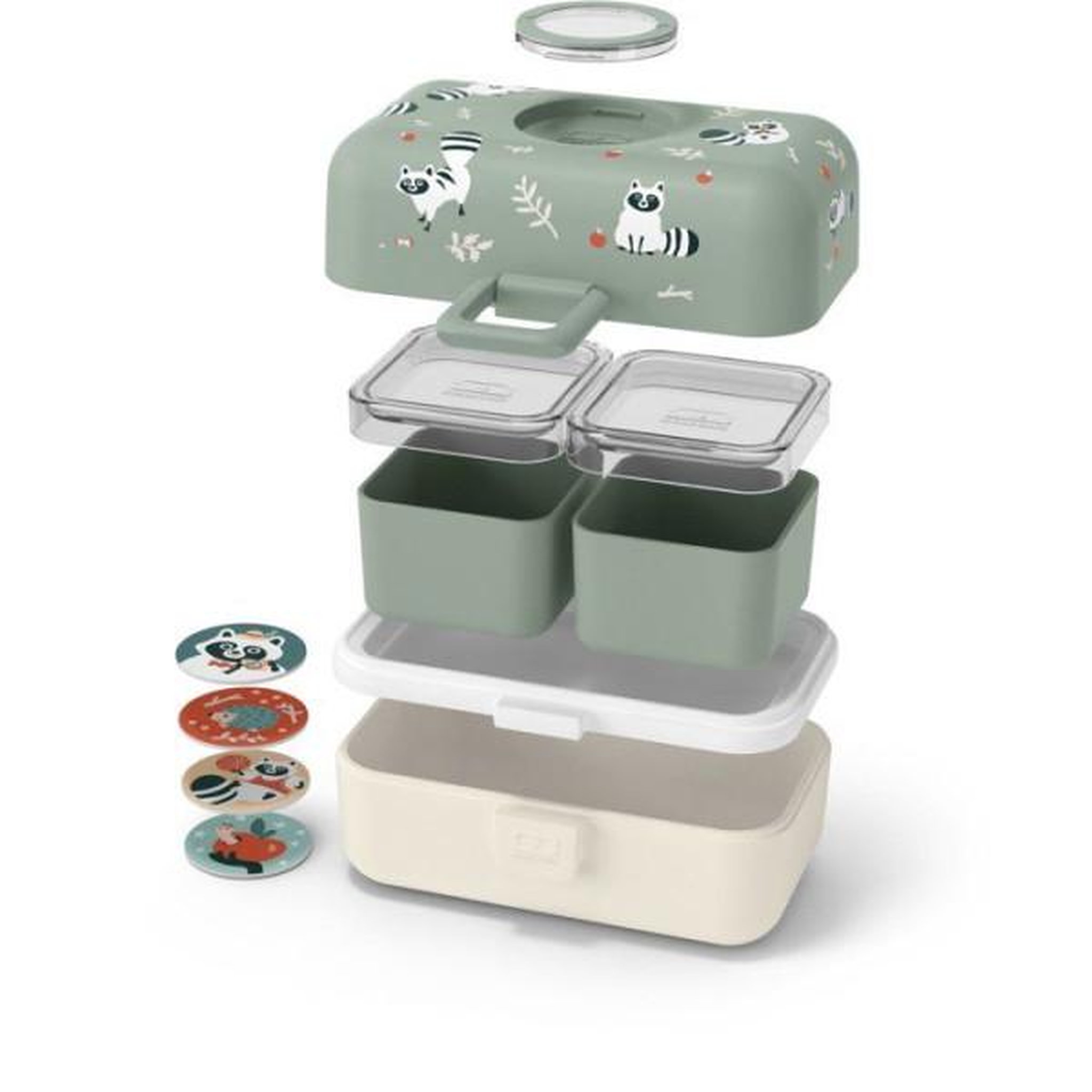 Voir la diapositive 3 : monbento Lunch Box Enfant - MONBENTO - 3 Compartiments - Sans BPA - MB Tresor Raccoon