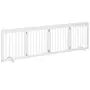 PAWHUT Barrière de sécurité pour animaux - barrière modulable pliable 4 panneaux - motif patte - 2 pieds support - bois de pin blanc