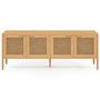 Voir la diapositive 3 : ID MARKET Buffet bas 160 cm EDHEN 4 portes bois et cannage