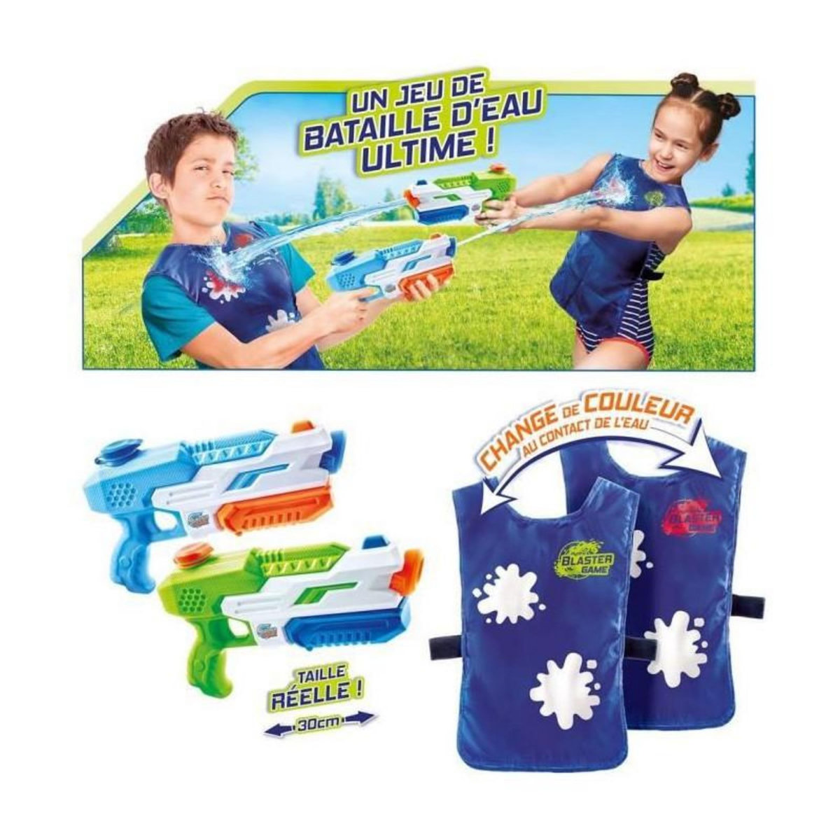 Canal Toys CANAL TOYS - Hydro Blaster Game - Jeu de Bataille dEau - 2 pistolets + 2 dossards qui changent de couleur